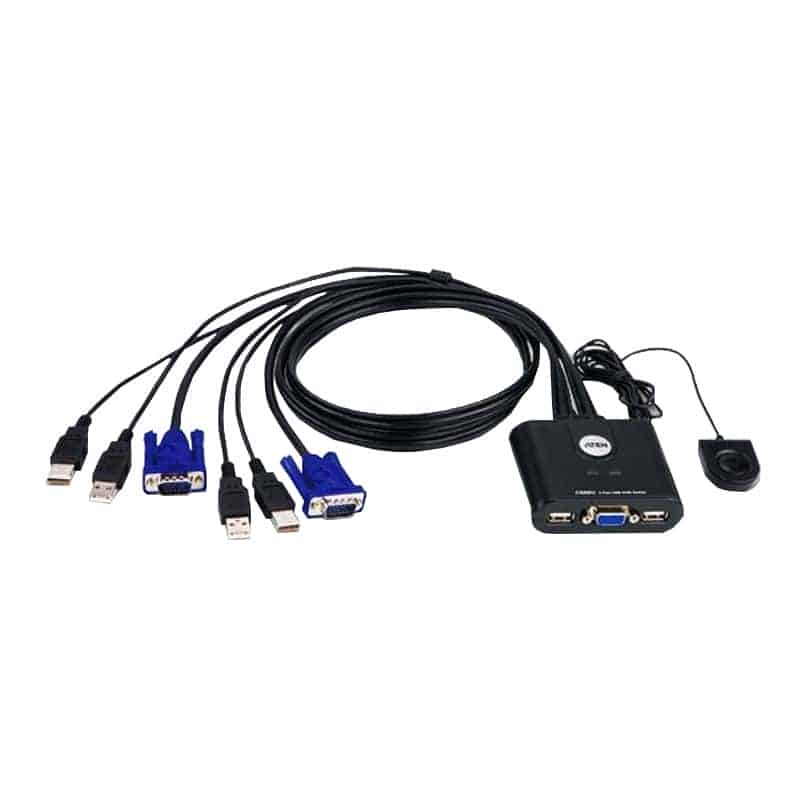 ATEN 2-Port USB VGA KVM Switch with Remote Port Selector